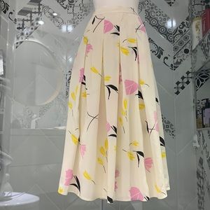 VTG 90s 💯% Silk Floral Print Pleaded Midi Skirt